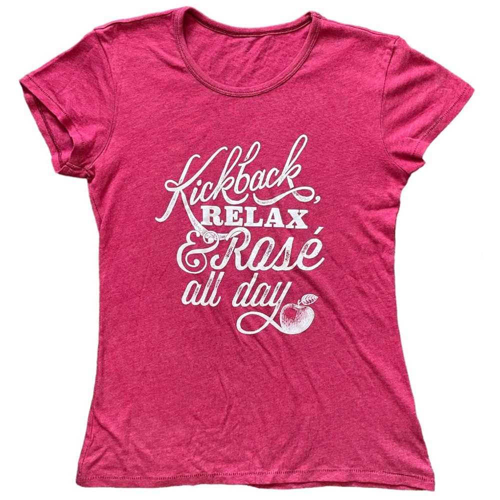 pink graphic tee with cute rosé graphic & humorous text! size medium